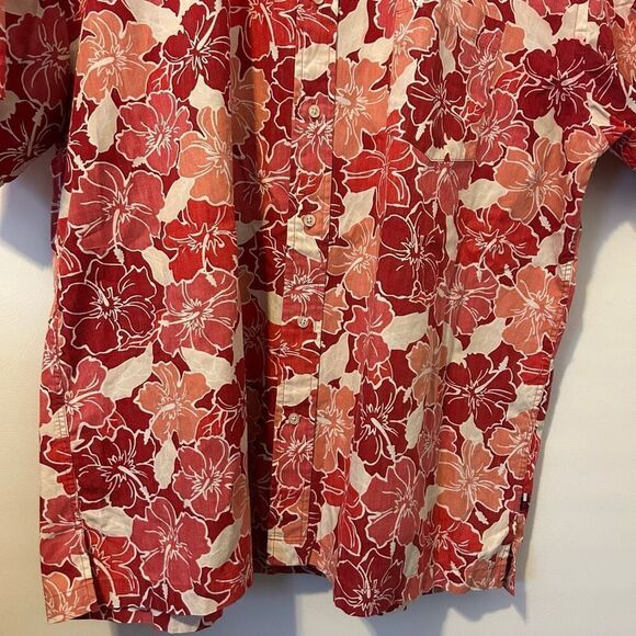 Tommy Hilfiger Camp Shirt Mens XL Red Loop Collar Floral Tropical Hawaiian Retro - Picture 2 of 11